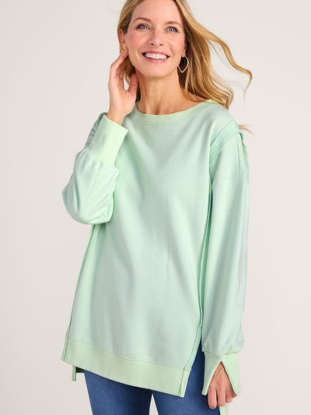 Soft Surroundings Kika French Terry Tunic In Honeydew S Loungewear Comfy Casual